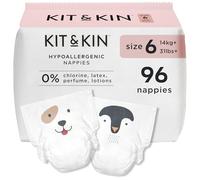 Kit & Kin Premium Baby Nappies Size 6 | 14+ kgs / 31+ lbs | Pack of 96 Nappies | Plant-Based Materials On Baby's Skin | Hypoallergenic | Superior up to 12 Hour Leak Protection
