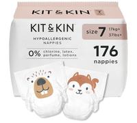 Kit & Kin Premium Baby Nappies Size 7 | 17+ kgs / 37+ lbs | Bundle of 176 Nappies | Plant-Based Materials On Baby's Skin | Hypoallergenic | Superior up to 12 Hour Leak Protection
