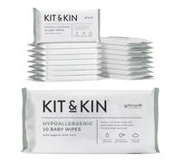 Kit & Kin Premium Eco Baby Wipes Travel Size, 160 Wet Wipes (16 packs) | Plastic-Free & Super Soft, 99% Water, Hypoallergenic & Dermatologist Approved, No Perfumes