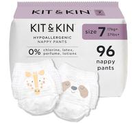 Kit & Kin Premium Nappy Pants Size 7, 17+ kg / 33+ lbs, Pack of 96 | Plant-Based Materials On Baby's Skin, Hypoallergenic, Superior Leak Protection