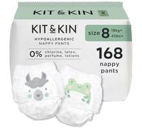 Kit & Kin Premium Nappy Pants Size 8 | 19 kg+ / 41 lbs+ | Maxi Pull Ups | 12 Packs / 168 Pants | Hypoallergenic | Vegan & Chlorine-Free | Superior up to 12 Hour Leak Protection