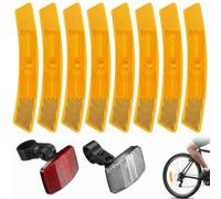 Kit of 10 Reflectors for Bicycle: 8 Yellow Reflectors for Spokes and 2 Red and White Warning Lights, High Visibility Reflectors for Road Safety in MTB and Urban Cycling