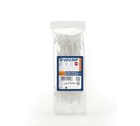 Kit of 100 White Plastic Cable Ties - Professional Cable Ties 3.6x370 mm, Nylon 6.6, Highly Break-Resistant