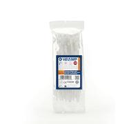 Kit of 100 White Plastic Cable Ties - Professional Cable Ties 7.6x370 mm, Nylon 6.6, Highly Break-Resistant