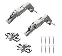 Kit of 2 Hinges Salice Neck 0 (165° Snap) Ø 35 mm with 2 H0 Bases and 8 Screws - Straight Neck Hinge Bundle with Base Base for Kitchen Doors, Concealed Furniture Doors - JZCR