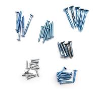 Kit Self Tapping Screws 40 Pieces Flat Head Phillips Assorted Sizes for Wood, Plasterboard, Iron, Essential for Housework, Repairs and Professional Use