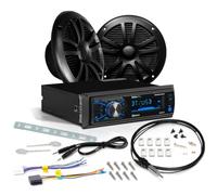 Kit Set for BOSS Audio Systems MCBK634B.6, 1 Kit with Waterproof Bluetooth AM/FM Stereo, 1 Pair of Speakers and 1 Dipole Antenna, 1 Kit + Free Accessories