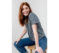 Kit Soft Viscose Ruffle Neck Blouse with Short Raglan Sleeves Lily & Me Navy 12
