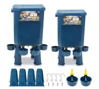Kit with 2 Chicken Drinkers 11L/7L - Anti-water-waste, Automatic Valve, Zero Conflict Multi-Coop, Anti-Cyanobacteria, Ideal for Microfarms & Hobby Breeders, BPA-Free, Durable Materials