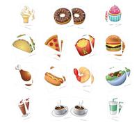 KitAbility Food and Drink Get Social 4 Inch Set for White Message Board Sidewalk Signs, Includes Basic Food and Beverage Emojis