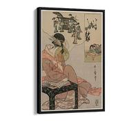 Kitagawa Utamaro Courtesan Dreaming of a Marriage Procession Canvas Floater Frame Print Picture Art - Black Frame 8 inch wide x 12 inch high