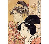 Kitagawa Utamaro Two Beauties With Bamboo Art Print Canvas Premium Wall Decor Poster Mural