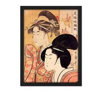 Kitagawa Utamaro Two Beauties With Bamboo Large Framed Art Print Poster Wall Decor 18x24