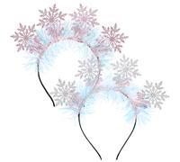KITANDOVE 2 Pcs Christmas Headband Adult Item Headbands Festival Girl Oversize Headpiece Hairbands Snowflake Hair Band Lady Cute Women Glitter Cosplay Latte Art