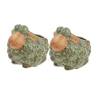 KITANDOVE 2pcs Ceramic Sheep Planter Vintage Glazed Animal Flowerpots for Cute Decorative Gardening Artwork for and Girls for Plant