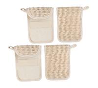 KITANDOVE 2pcs Natural Cotton Linen Soap Pouch Drawstring Exfoliating Mesh Bag for Bath Shower and Massage Handmade Fragrance Loofah Bag for Bar Soap and Shampoo Bars