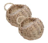 KITANDOVE 2Pcs Woven Wall Hanging Basket Planters for Home and Garden Decorative Baskets for Artificial Flowers Hanging Baskets