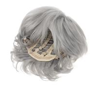 KITANDOVE Heat Resistant Short Curly Synthetic Wig for Women Silver White Water Wave Style Realistic Elderly Ladies Wigs Fashionable Lightweight Hairpiece for Daily Wear and Costumes