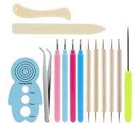 KITANIS 14Pcs Paper Quilling Tool and Supplies, Include 5Pcs Double Head Indentation Pens, 4Pcs Slotted Pens, 2Pcs Bone Folder Tools, Awl, Tweezer and Curling Coach for Card Making, Bookbinding