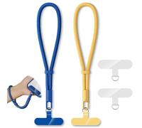 KITANIS Cell Phone Lanyard,Adjustable Wrist Strap,Neck Strap,Crossbody Strap,with 4 Pcs Phone Techer Tab, 6.3''wrist Strap(blue+yellow), Large