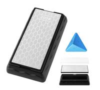 KITANIS Double-Sided Diamond Sharpening Stone, Knife Sharpening Stone with Extra Fine 600/Coarse 200 Grit Diamond Plate, Silver, 7 x 3.5 Inch