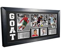 Kitbags & Lockers GOAT Black/White Mount Cristiano Ronaldo Lionel Messi Real Madrid Manchester Juventus Barcelona PSG Signed Autographed Photograph Picture Frame Football Soccer (Black Mount)