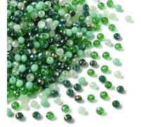 KitBeads 1000Pcs 4MM Assorted Green Seed Beads Mini Round Glass Green Rondelle Faceted Beads for Jewellery Making Bracelets Crafts Party Decorate