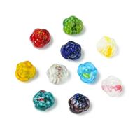 KitBeads 100Pcs 10 Colours Rose Floral Beads Vintage Handmade Lampwork Glass Flower Shaped Beads for Jewellery Making Bracelets Keychains Necklaces