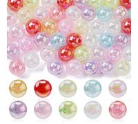 KitBeads 100pcs 15.5mm Random Crackle Acrylic Beads Crystal AB Round Ball Beads Colourful Chunky Bubblegum Ball Loose Beads for Jewellery Making Bulk