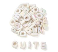 KitBeads 100Pcs Acrylic White Letter Beads Rainbow Iridescent Initial A to Z Alphabet Beads for Jewelry Making Keychains Bracelets Necklaces Crafts