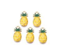 KitBeads 100Pcs Enamel Pineapple Charms Yellow Ananas Summer Friut Charms for Jewellery Making Bracelets Necklaces Summer Party Crafts Bulk