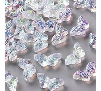 KitBeads 100pcs Glass Butterfly Beads Crystal AB Color Butterfly Beads Mini Lampwork Butterfly Shaped Beads for Jewellery Making Bulk