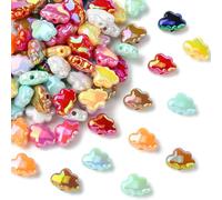 KitBeads 100Pcs Iridescent Acrylic Cloud Beads Celestial Weather 3D Cloud Shape Beads for Jewellery Making Bracelets Necklace Keychains Pens DIY Crafts