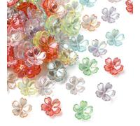 KitBeads 100Pcs Random 15mm Flower Bead Caps AB Colour Cherry Blossom Flower Beads Acrylic 5-Petal Floral Beads for Jewellery Making Bracelets Crafts Bulk