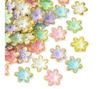 KitBeads 100pcs Random Acrylic Flower Bead Caps 6-Petal Floral Bead End Caps Golden Edge Bell Flower Beads for Jewellery Making Bracelets Earrings Crafts Bulk