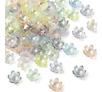 KitBeads 100Pcs Random Bell Flower Bead Caps Acrylic Floral Beads AB Colour Transparent Trumpet Beads for Jewellery Making Bracelets Necklaces Bulk
