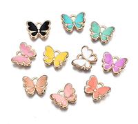 KitBeads 100pcs Random Butterfly Charm Alloy Tiny Insect Charms Kawaii Enamel Butterfly Charms for Jewellery Making Bracelets Bulk