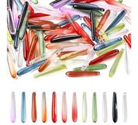 KitBeads 100Pcs Random Long Teardrop Charms Gradient Colour Glass Lampwork Drop Shape Charms for Earrings Bracelets Necklaces Jewellery Making