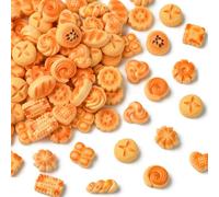 KitBeads 100Pcs Random Resin Cookie Bread Cabochons Heart Round Pastry Dessert Food Flatback Charms for Crafts Scrapbooking Phone Cases Decor