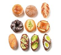 KitBeads 100Pcs Random Resin Food Flatback Cabochons Imitation Cream Buns Bagel Bread Cabochons for Crafts Scrapbooking Necklaces Keychains Bulk