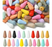 KitBeads 100Pcs Random Silicone Teardrop Beads Candy Color Cone Drop Shaped Beads Rice Oval Focal Beads for Jewellery Making Keychain Pens Crafts Bulk
