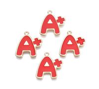 KitBeads 100Pcs Red Color Letter A Alloy Enamel Charm Mini Initial Alphabet Pendants for Jewelry Making Bracelets Earrings Necklace Bulk