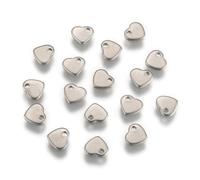 KitBeads 100Pcs Stainless Steel Flat Heart Charms Tiny Sliver Blank Love Shape Tag Charm for DIY Jewelry Findings