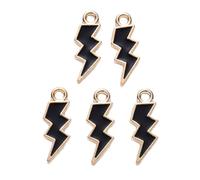 KitBeads 100pcs Thunder Charms Enamel Kawaii Weather Theme Flash Black Lightning Bolt Charms for Jewellery Making