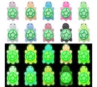 KitBeads 10Pcs 10 Colours Luminous Silicone Beads Tortoise Glow in The Dark Beads Mini Sea Turtle Beads for Jewellery Making Bracelets Necklaces Bulk