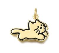 KitBeads 10Pcs 18K Gold Plated Cat Charms Brass Running Kitten Charm Cute Animal Pendants for Jewelry Making Bracelets Earrings Crafts Bulk