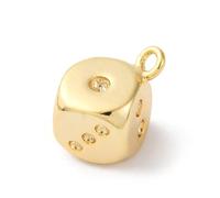 KitBeads 10Pcs 18K Gold Plated Dice Charms Brass Square Cube Game Dangle Charms for Jewelry Making Bracelets Necklaces Earrings Crafts