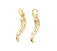 KitBeads 10pcs 18k Real Gold Plated Chilli Pepper Charms Mini Lucky Cornicello Charms Brass Italian Horn Charms for Jewellery Making Bulk