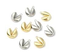 KitBeads 10Pcs 2 Colors Brass Fortune Cookie Charms Lucky Biscuit Food Charms for Bracelets Necklaces Earrings Jewelry Making Crafts