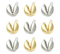 KitBeads 10Pcs 2 Colours Brass Fortune Cookie Charms Lucky Biscuit Food Charms for Bracelets Necklaces Earrings Jewelry Making Crafts